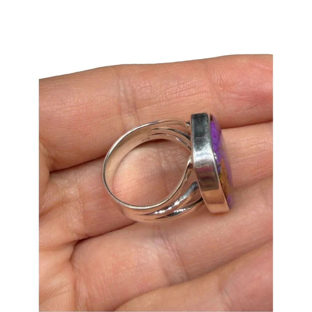 Kingman Purple Copper Turquoise Ring Size 7 Solid 925 Sterling Silver